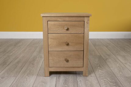 Agrami Natural Oak 2+1 Drawer Bedside Table – Modern Compact Design