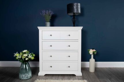 Agrami Soft White 4 Drawer Chest – Solid Wood Storage Dresser